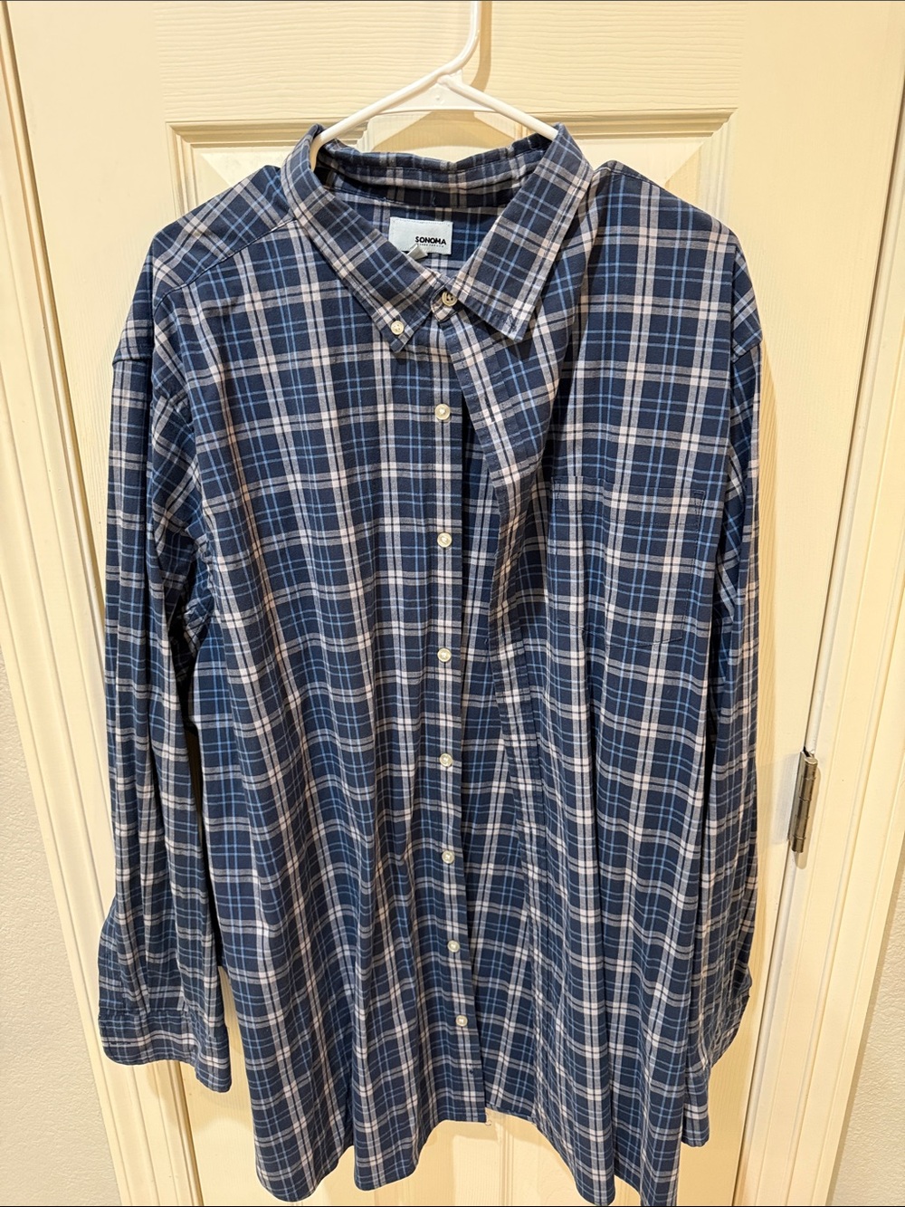 Sonoma Navy and Light Blue Plaid Button-Down Shirt